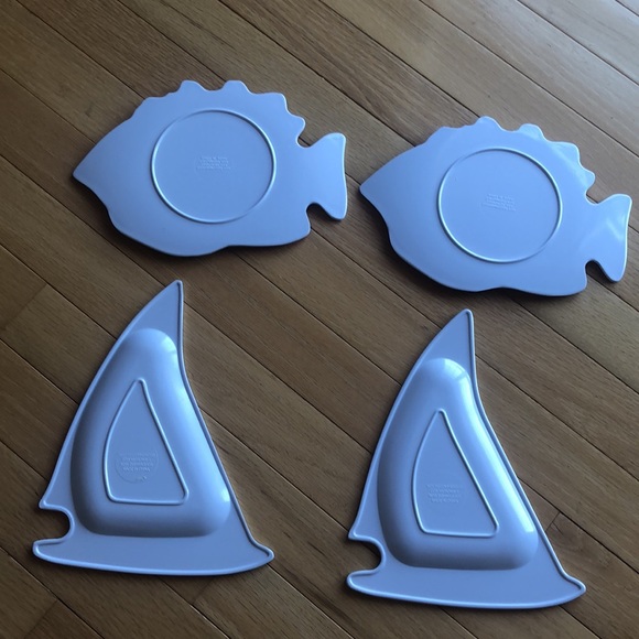 LOT 4 Fish Sailboat colorful small plates indoor outdoor beach nautical ocean - Picture 6 of 9